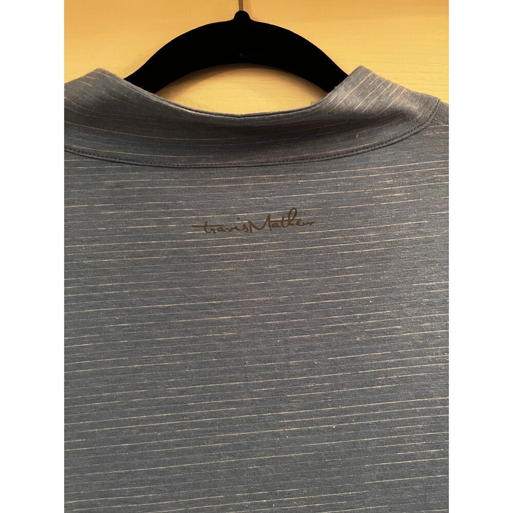 Travis Mathew Mens XL Blue Striped 1/4 Zip Lightweight Golf Stretch Casual Shirt - Picture 5 of 12